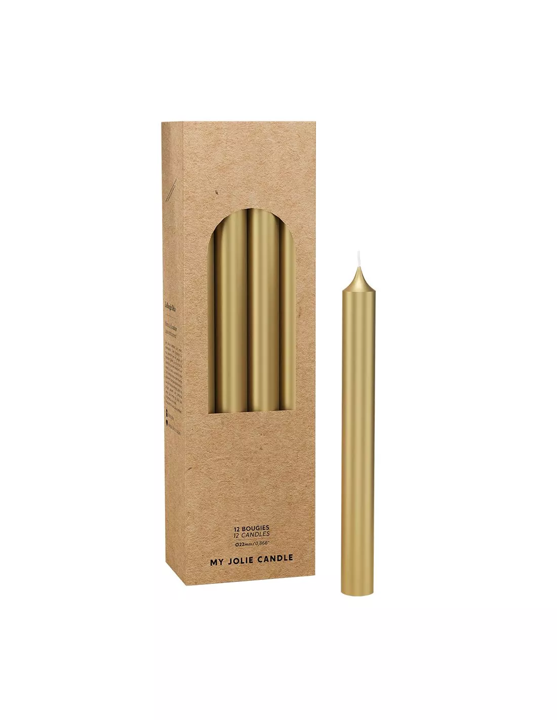 Bougie Cierge 20 Cm Or - My Jolie Candle