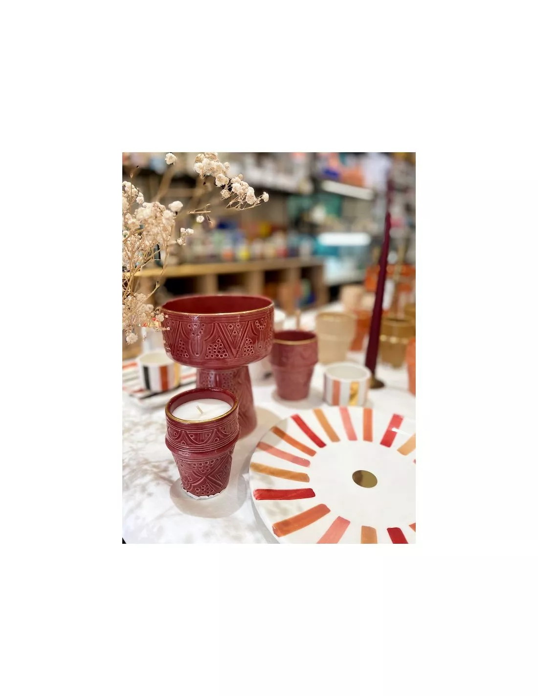 Grande Bougie Tasse Beldi - Empreinte Aubergine Gold/Figue – Image 2