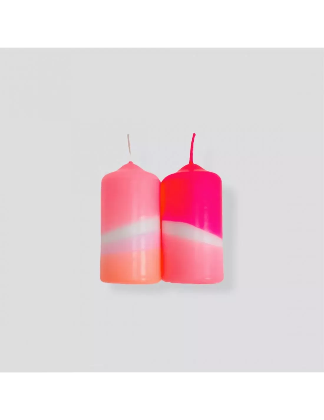 Set De 2 Bougies Piliers Dip Dye Neon - Flamingo Feathers â Image 2