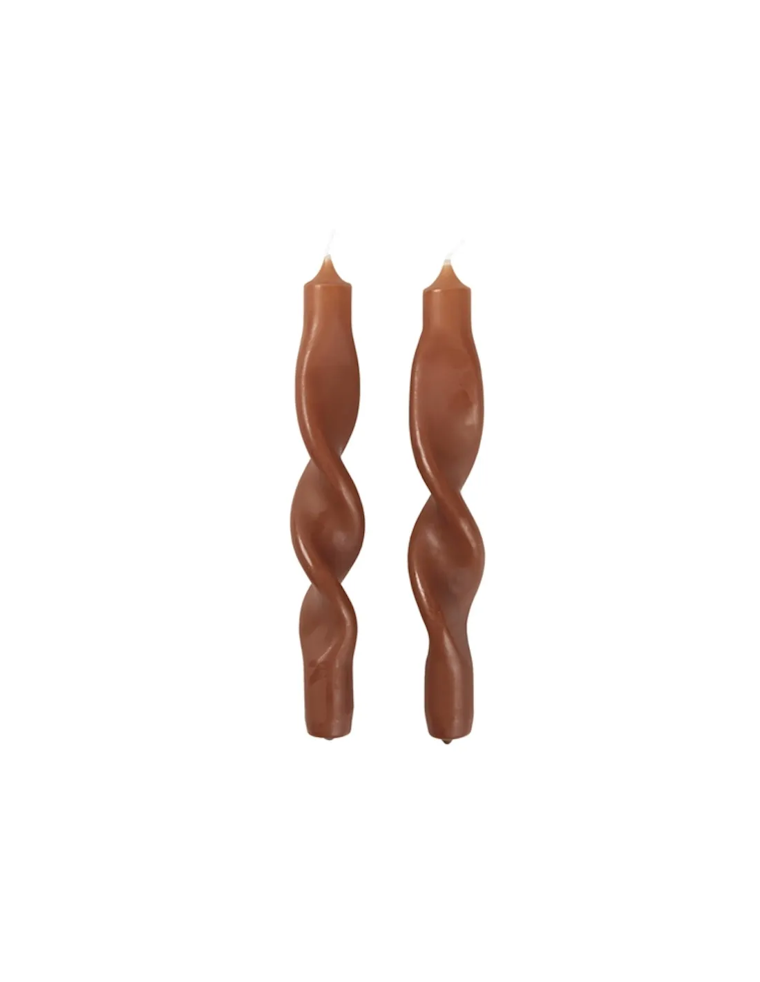 Broste Copenhagen Set De 2 Cierges Torsadés - Terracotta