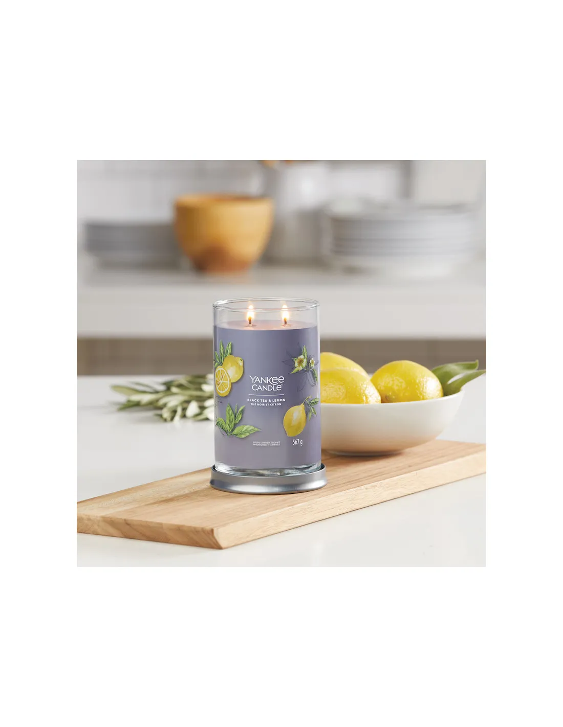 Yankee Candle Thé Noir Et Citron - Grande Colonne 2 Mèches
